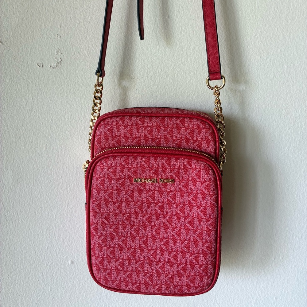 Michael Kors Red Crossbody Bag with Gold Chain